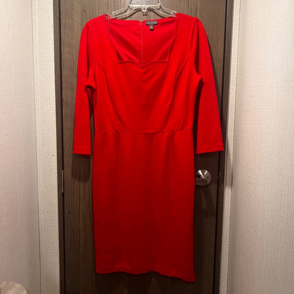 The Limited Red 3/4 Sleeve Sheath Dress Size M